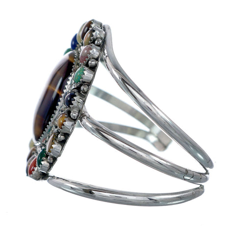 Navajo Sterling Silver Tiger Eye Treasure Cuff Bracelet NX11785